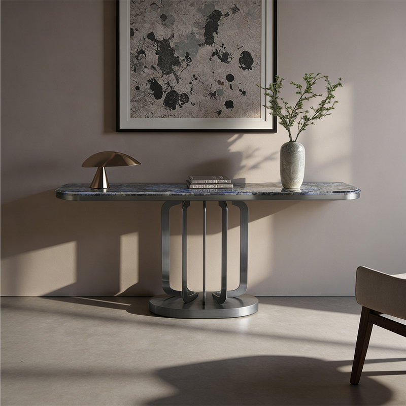 Console Modern, H 33,46 po x l 59,06 po x P 13,78 po, Gris te bleu