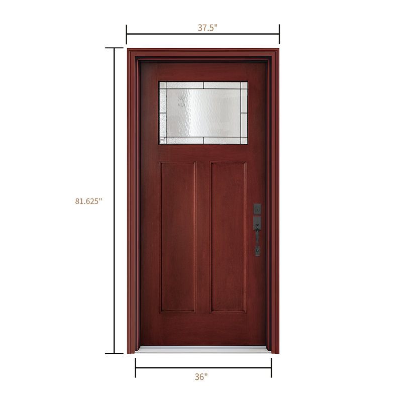 Fibreglass Exterior Entry Front Door With All-Weather Design & Pre-Drilled Installation, Right Hand