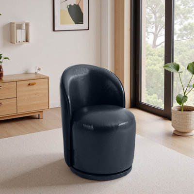 Faux Leather and Leather Swivel Barrel Chair