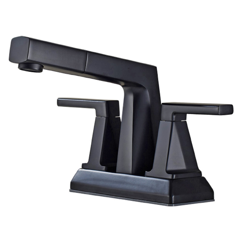 Robinet de salle de bain à deux poignées rétractable ALPHAUCET, Noir mat