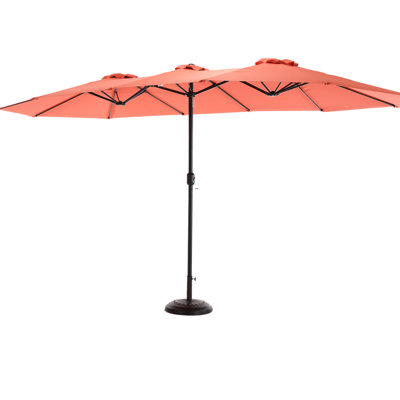 14.8Ft Outdoor Rectangular Double Sided Umbrella - Orange. 100% , Smooth Sunshading. Suitable For Backyard, Poolside, Garden Enhanced Shading Performance. Suited