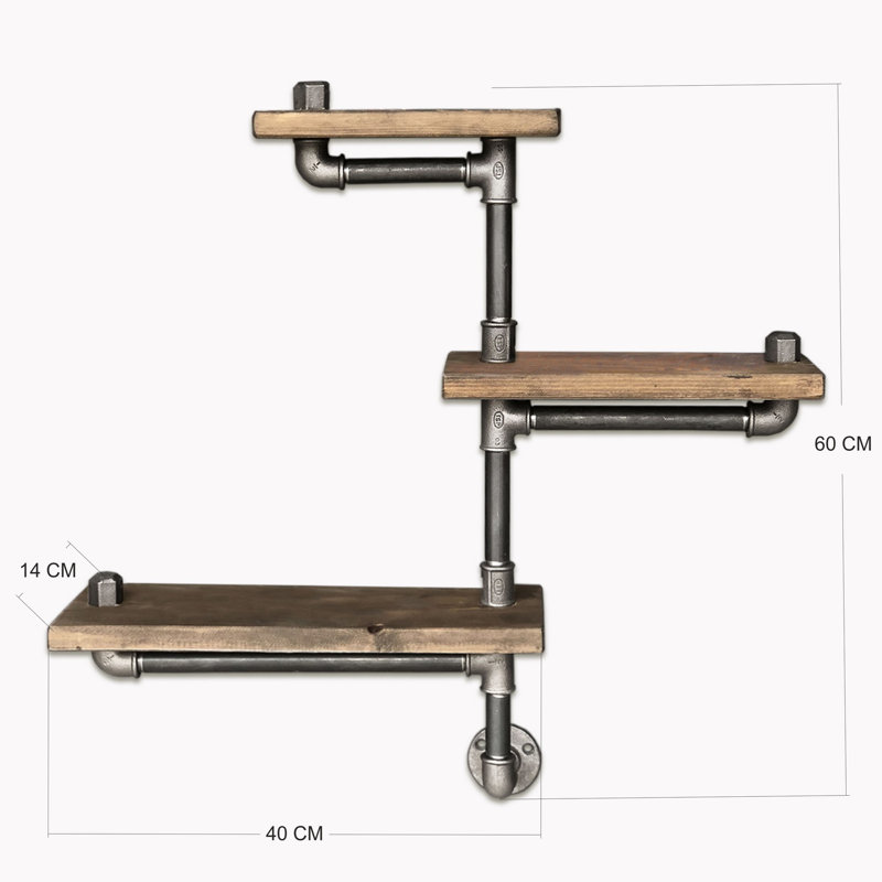 Groveland 3 Piece Industrial Pipe Shelves