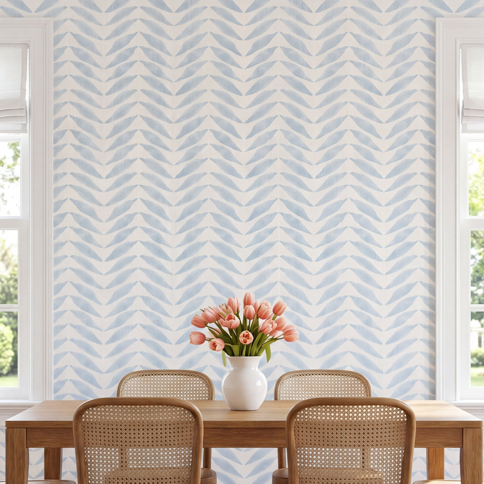 Stevenson Chevron Wallpaper, Sky Blue