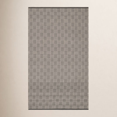 Grey Hand-Woven Geometric Outdoor Rug