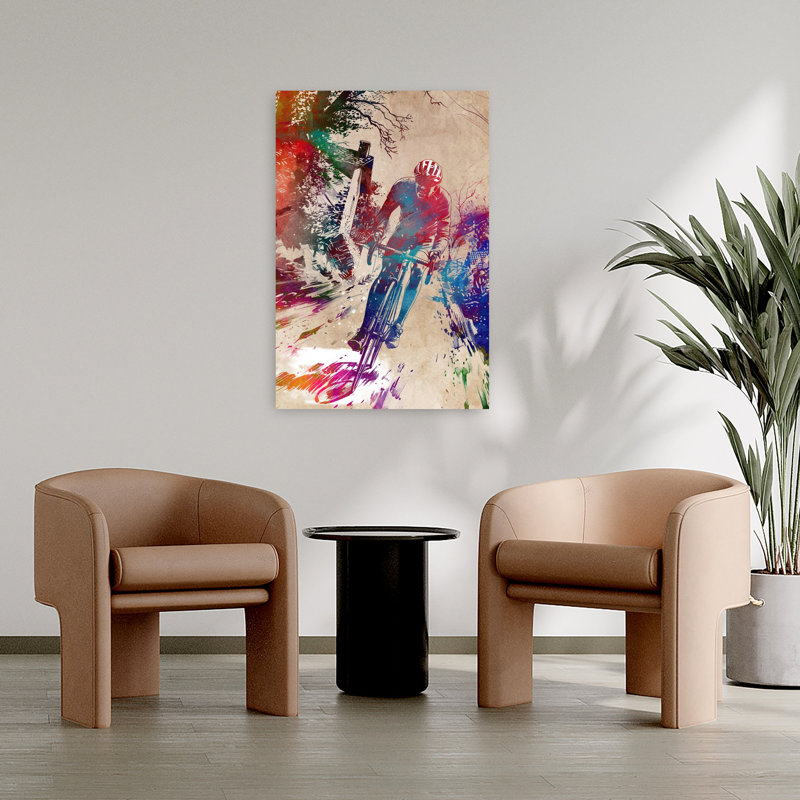 «Vibrant Cycling Climb Abstract Colorful Vibrant Nature Landscape», art mural, H 36 po x l 24 po
