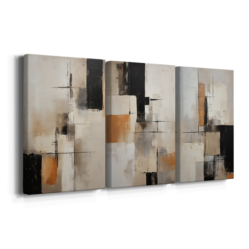 ABSTRACT Series CCCCLXIV - Toile tendue sur mesure - 3 pièces, H 12 po x l 24 po