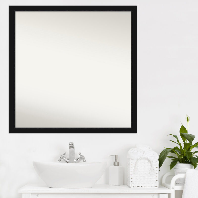 Avon Black Narrow Bathroom Vanity Non-Beveled Wall Mirror, 28 " H x 28 " W