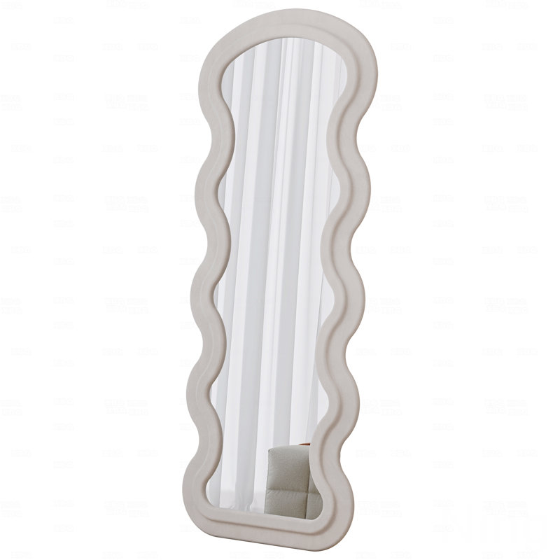 Full Length Wave Floor Mirror For Bedroom Living Room Hanging Or Against The Wall, White
