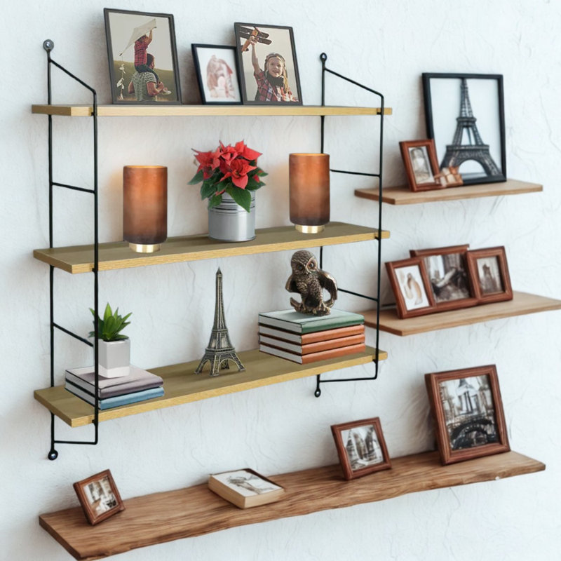 Industrial Wall Mounted Floating Shelf, 55 cm H x 58 cm L x 15 cm D