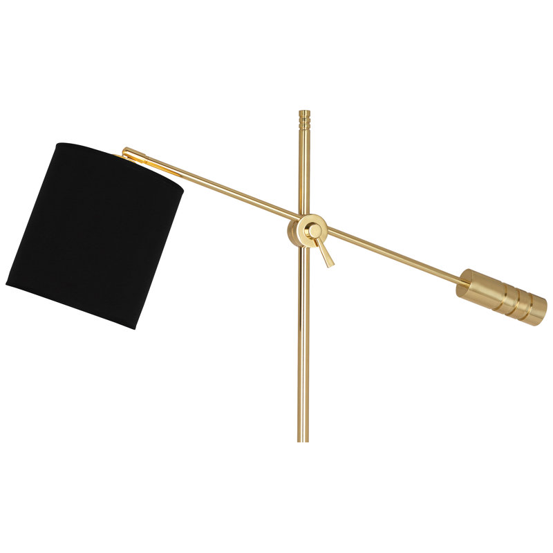 Campbell Task Floor Lamp, Modern Brass, Black