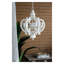 Lustre 6 lumières en bois aggloméré blanc antique sculpté avec abat-jour en verre transparent