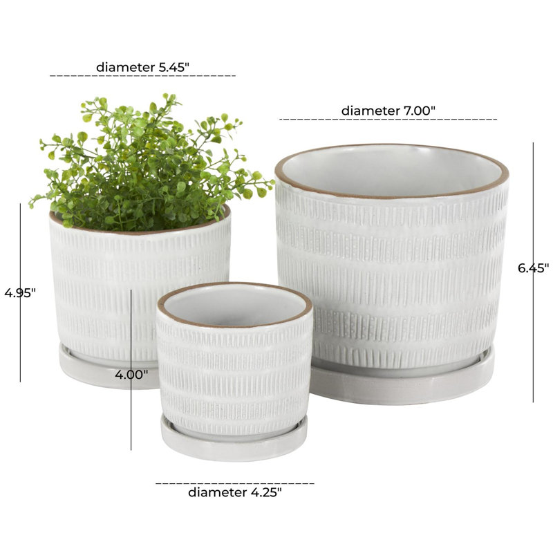 Ensemble de 3 pots à motifs géométriques à motif linéaire avec motifs bruns Cole and Grey