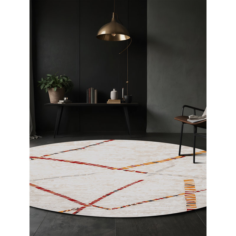 Tapis gris soyeux et moelleux, Rond 5 pi