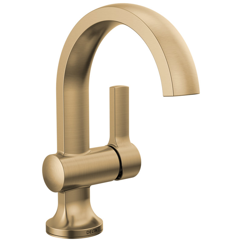 Albion Brushed Gold Bathroom Faucet, Single Hole Bathroom Sink Faucet for Vanity, Metal Push-Pop Drain Assembly, Champagne Bronze