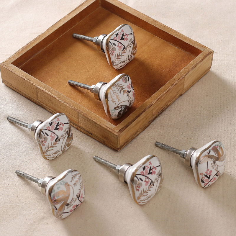 Novica Handmade Tranquil Harmony Ceramic Knobs (Set Of 6)