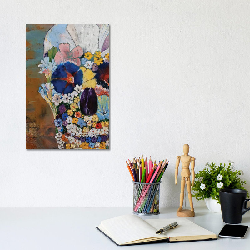 Flower Skull by Michael Creese - Wrapped Canvas Painting, 20.32 cm H x 30.48 cm W