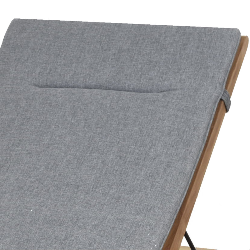Brighton Reclining Teak Chaise Lounge with Table, Grey