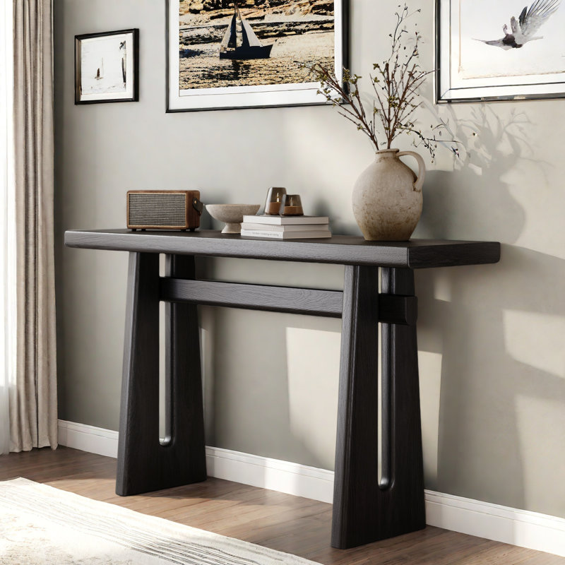 Elegant Console Table With Geometric Silhouette, Black