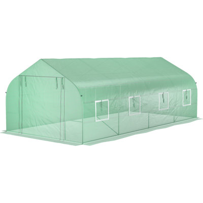 20' X 10' 7' Gardening Hot House, Steel Frame, Zippered Door, 8 Mesh Windows For Better Plant Care Greenhouse, Galvanized Windows, Door Optimal Growth