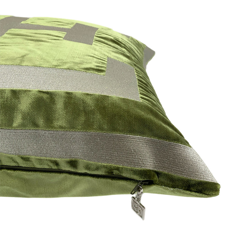 Logo Velvet Square Pillow Cover & Insert, Green