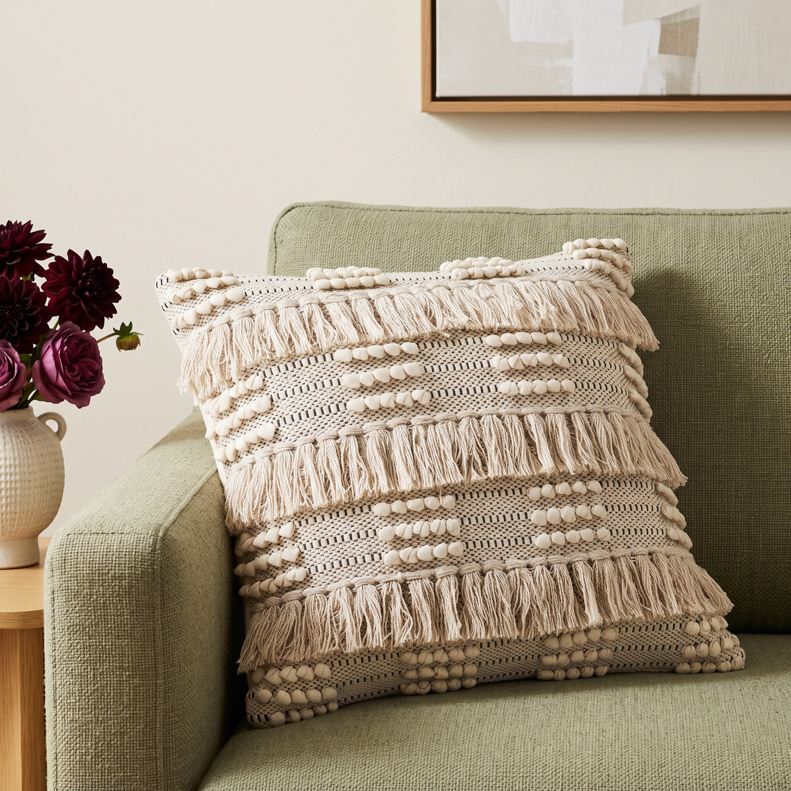 Venora Cotton Pillow Cover & Insert, 20" x 20", Down