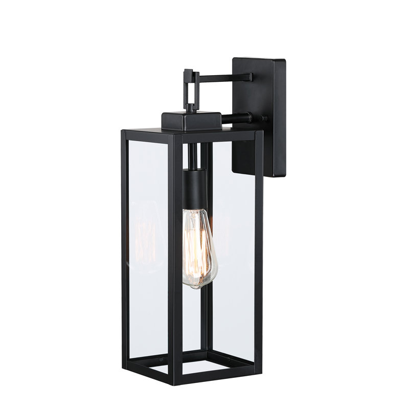 4-pack 1-Light Outdoor Wall Light with Matte Black Finish & Clear glass shade, 18" H x 6" W x 7.75" D