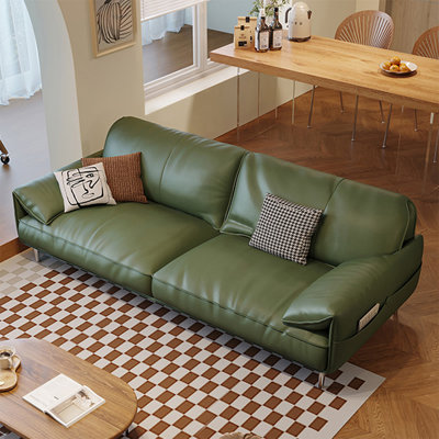 Green Genuine Leather Standard Sofa cushion Loveseat