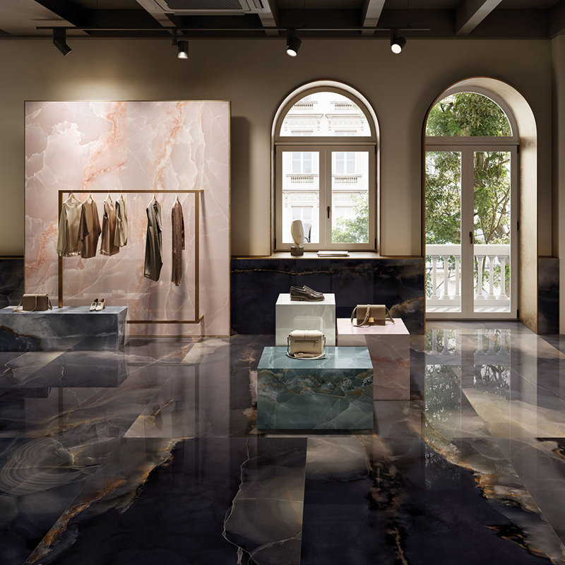 Carreau en porcelaine onyx poli Eclipse 24X48, Noir, noir, noir, noir