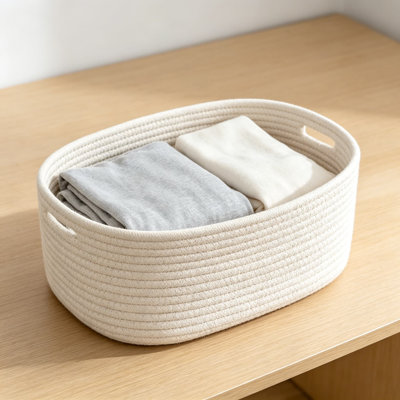 Cube Shelf Closet Storage Baskets Bins Set Of 2, Woven Cotton Rope Basket For Organizing And Storage, Long-Lasting And Skin-Friendly Toy Storage Bin, Stylish Room Decor Basket