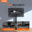 Black Floor-Standing TV Mount with Tempered Glass Base and Cable Management
