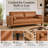 74" Esin Mid-Century Modern Genuine Leather 3-Seater Sofa, Couch for Living Room, Plush Foam Seating, Solid Wood Legs, Ideal for Small Spaces-139775527