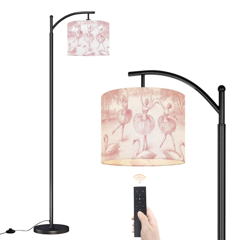 Lampe sur pied à arc avec abat-jour ajustable Toile rose Ballerine Swan