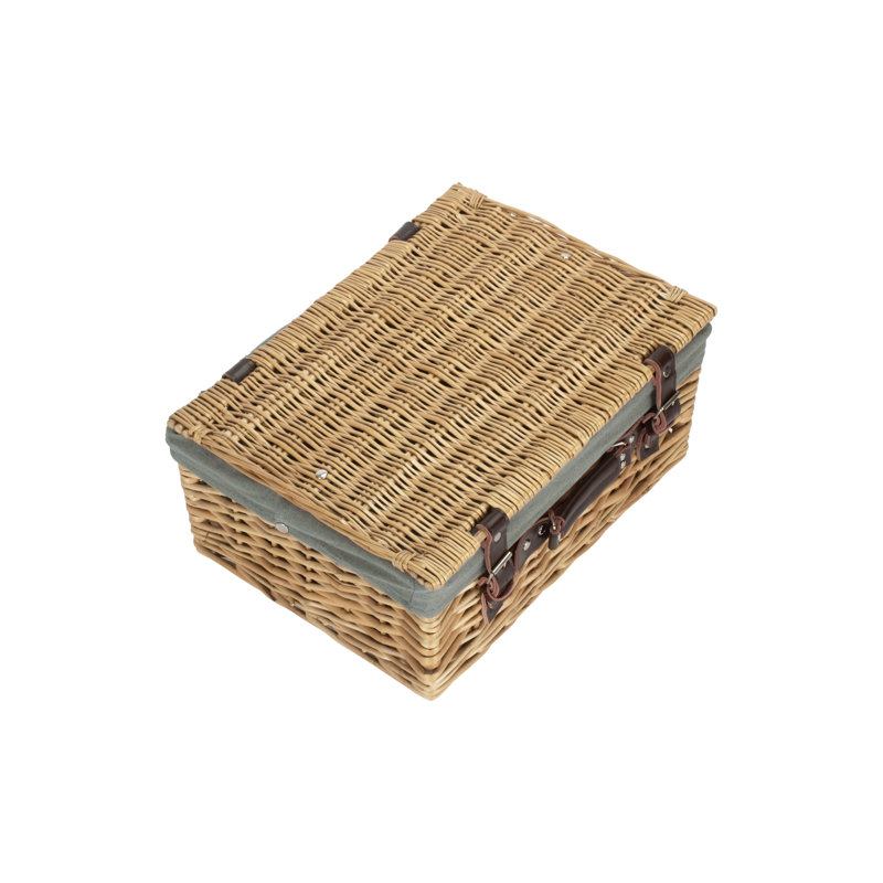 Buff Wicker Hamper Basket with Lining, Buff/Grey