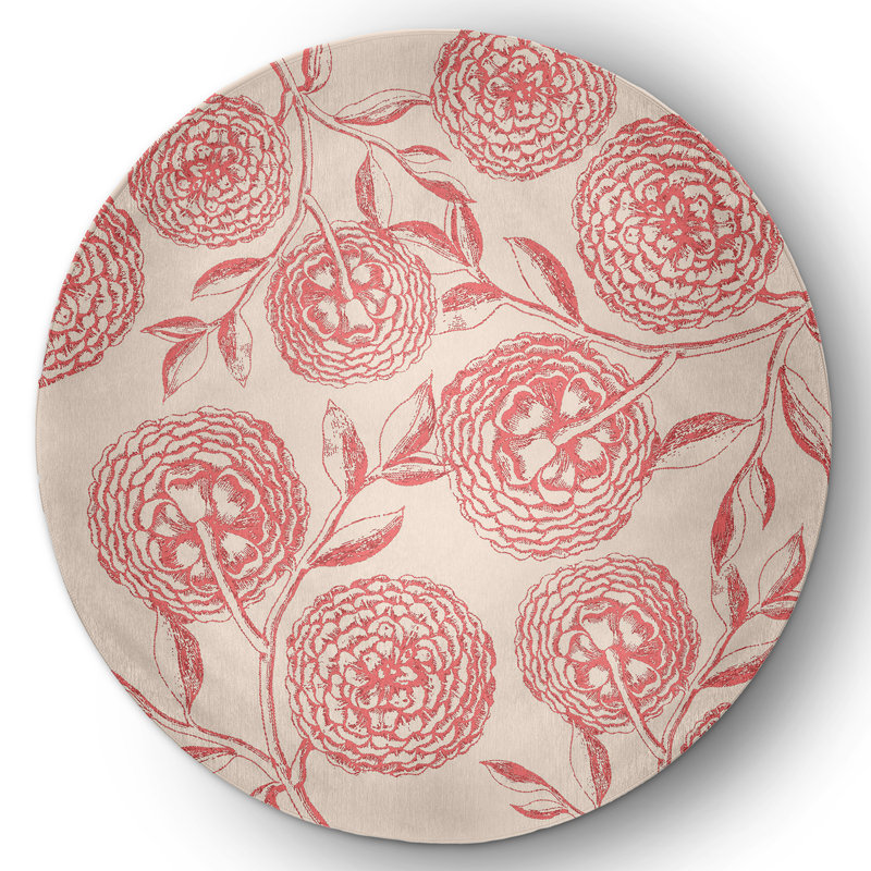 Chenille Floral Indoor Rug, Round 5'