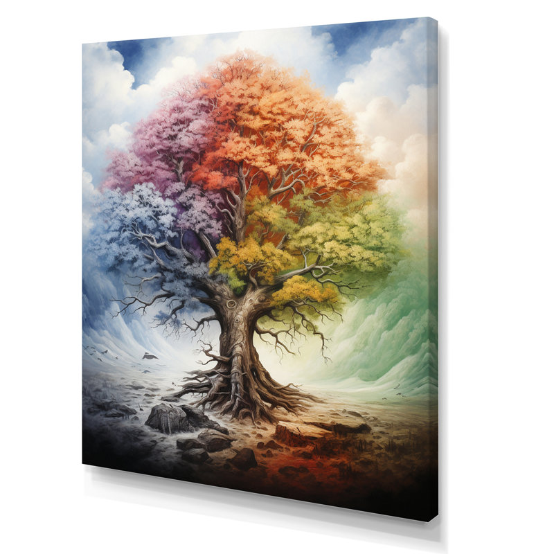 «Tree of Life All Seasons I - Trees», reproduction d'art sur toile encadrée, H 32 po x l 24 po x P 1 po, Toile tendue