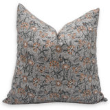 Block Print Throw Pillow Cover, 19 Thick Linen Decorative Cushion Cover
