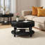 Table basse ronde moderne avec rangement rabattable et tablette ouverte, design Mid-Century noir pour les salons campagnards ou industriels-1093378440