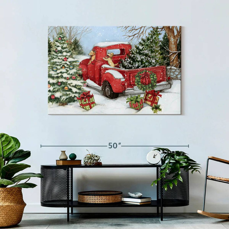 Camion rouge, H 30 po x l 45 po