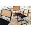 Ensemble de 4 chaises d'appoint rembourrées en velours avec dossier en rotin tissé à la main et pieds chromés, noir classique
