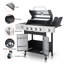 Barbecue au propane à 4 brûleurs avec brûleur latéral, sortie 46790BTU avec grilles de cuisson en fonte émaillée pour barbecue extérieur, acier inoxydable