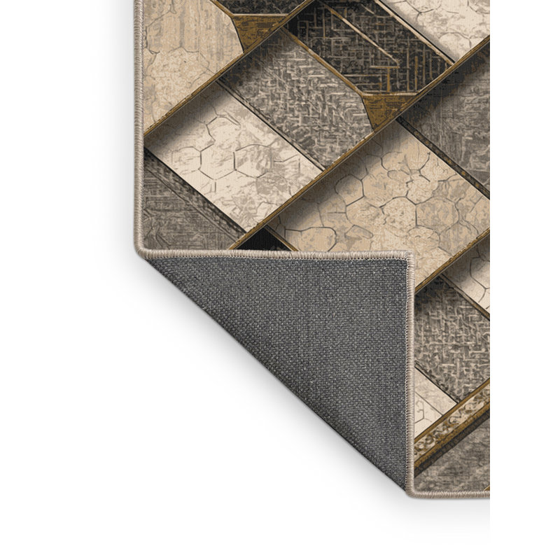 Tapis oriental beige doux et moelleux en tissu bouclé Durden, 4 x 6
