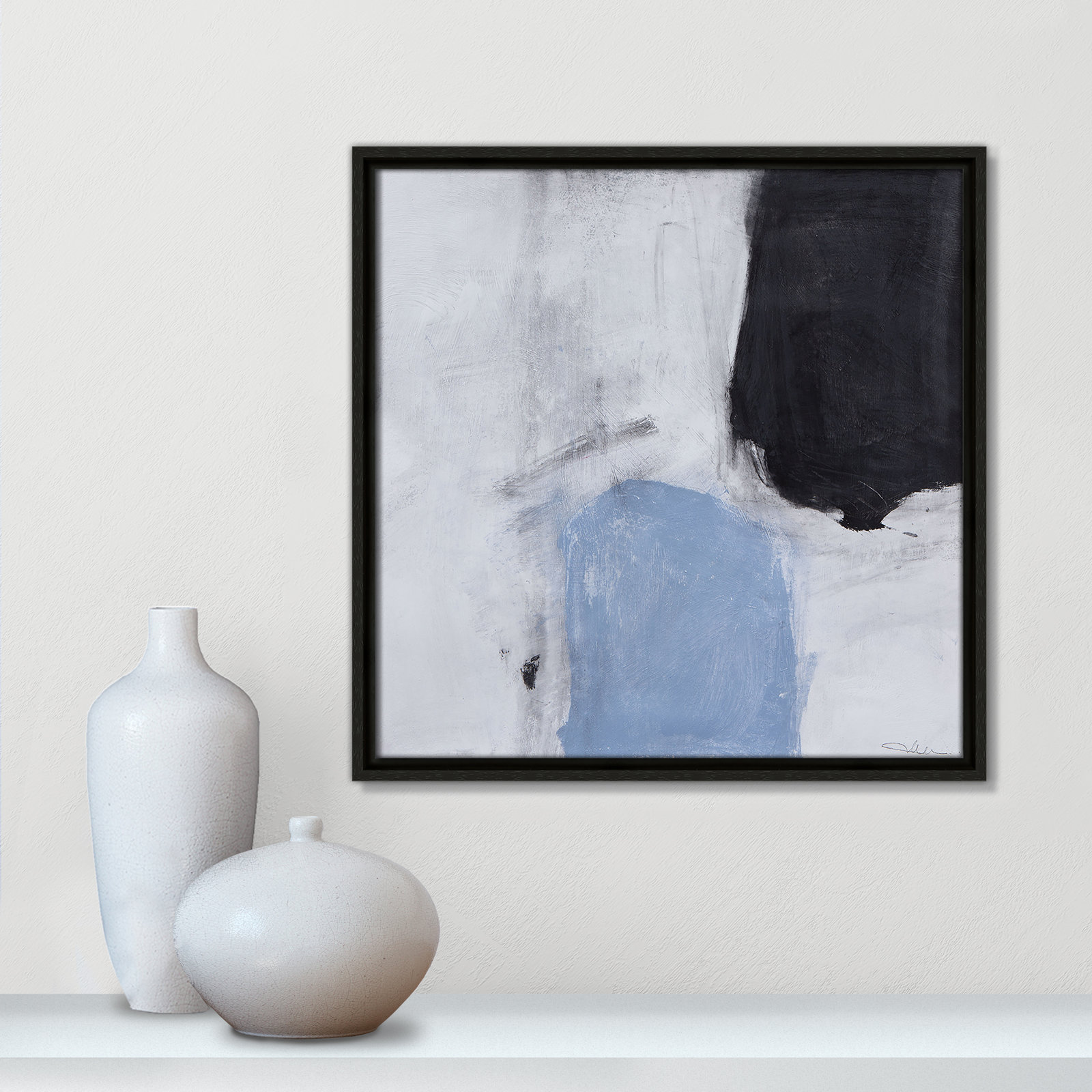 From Powder Blue to Onyx Print, 17.5" H x 17.5" W, Espresso