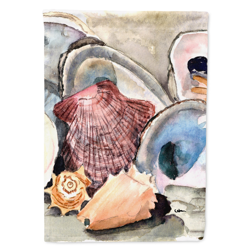 Mélange de polyester 2 côtés 40 x 28 po sea shells drapeau maison