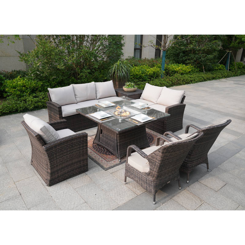 Alide 9 - Person Patio Conversation Set with Cushions