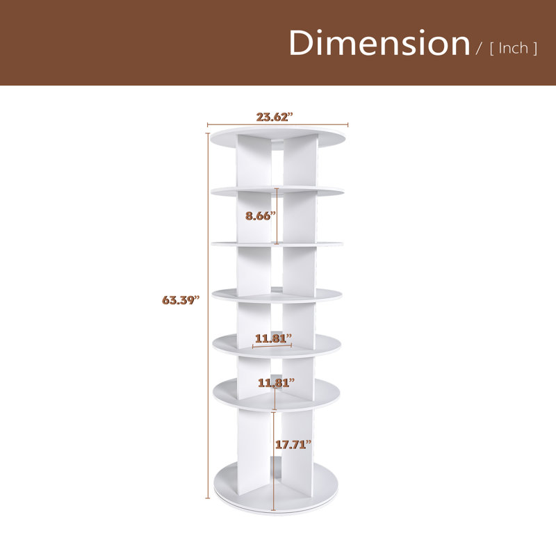 Rotating Shoe Rack Tower, 6-Tier Spinning Shoe Rack, Free Standing 360° Revolving Shoe Organizer, High Bottom Design Shoe Tower Spinning Storage Lazy Susany, Fits 24 Pairs Of Shoes (6-Tier)