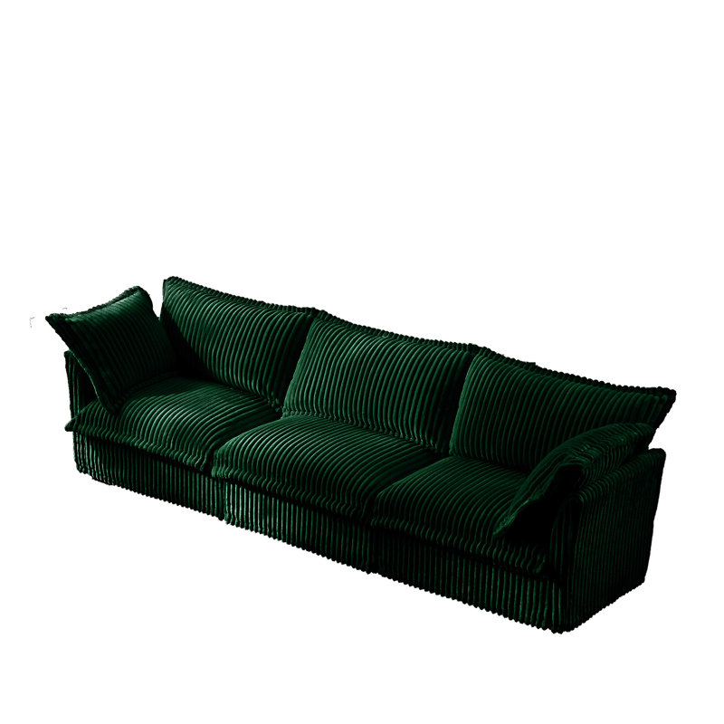 Canapé rembourré, 3, 34.6" H x 120" W x 33" D, Green