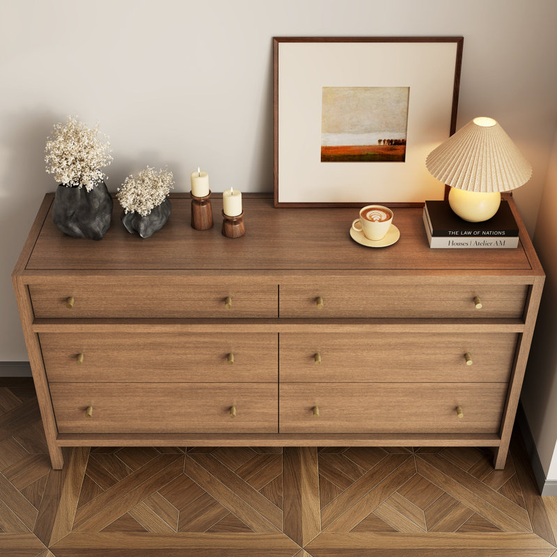 Commode 6 tiroirs 64 "Mid-Century, Brun