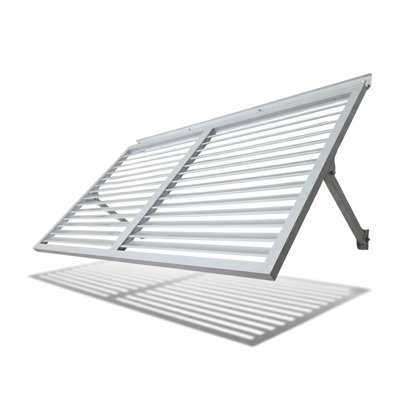 Volet en métal White Breeze 5,6 pour l'extérieur, fabrication légère en aluminium, finition contemporaine, charnière continue avec solin intégré, installation efficace, quincaillerie en acier inoxydable