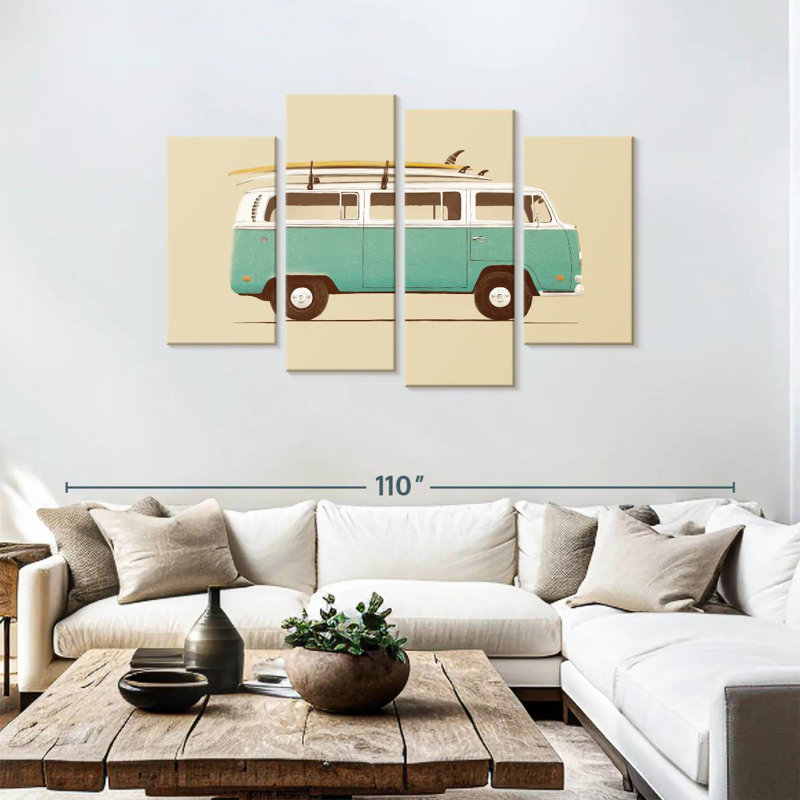 Mehar Blue Retro Van, H 48 po x l 75 po