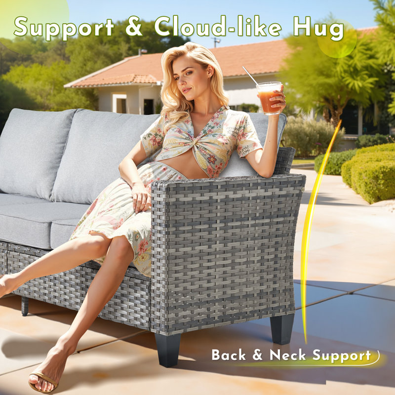 Townsey 5 - Person Patio Conversation Set with Cushions, Gray, No